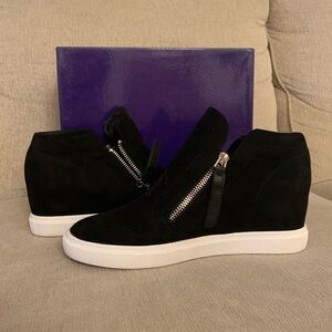Madden Girl Black Suede Women's Wedge Sneakers Brand New